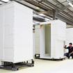 Image showing the Manufacture of GRP Bathroom Pods in the Offsite Solutions warehouse.