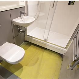 Floorless GRP bathroom pods