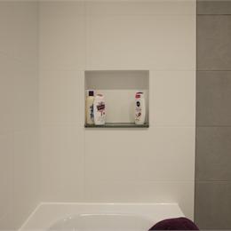 tiled feature wall in bathroom pods - Offsite Solutions